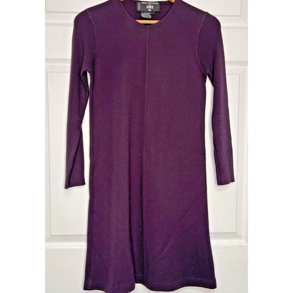 Nina Charles Kasper Maroon Womens PS Plum Wool Blend Midi Dress Bodycon Workwear